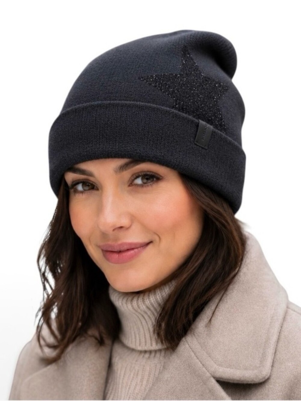 AllSaints Black Metallic Star Beanie BRAND NEW